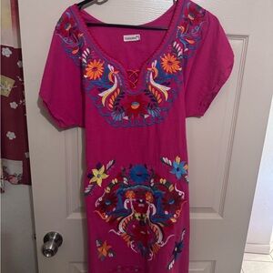Vibrant Pink Short Sleeve Dress